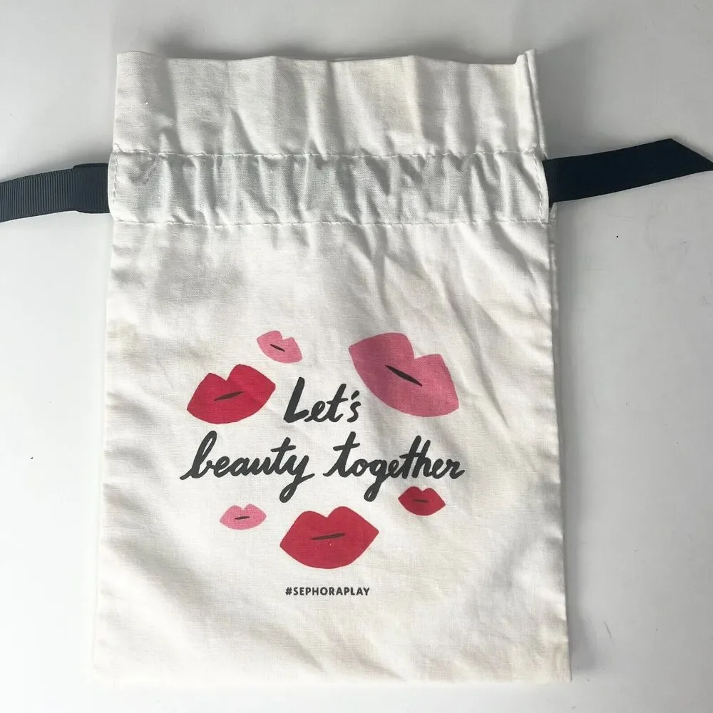 Sephora Let's Beauty Together Drawstring Cloth MakeUp Delicates Travel Bag New